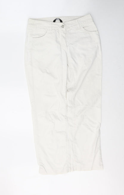 Carol Womens White  Cotton Cropped Jeans Size 10 L26 in Regular Button