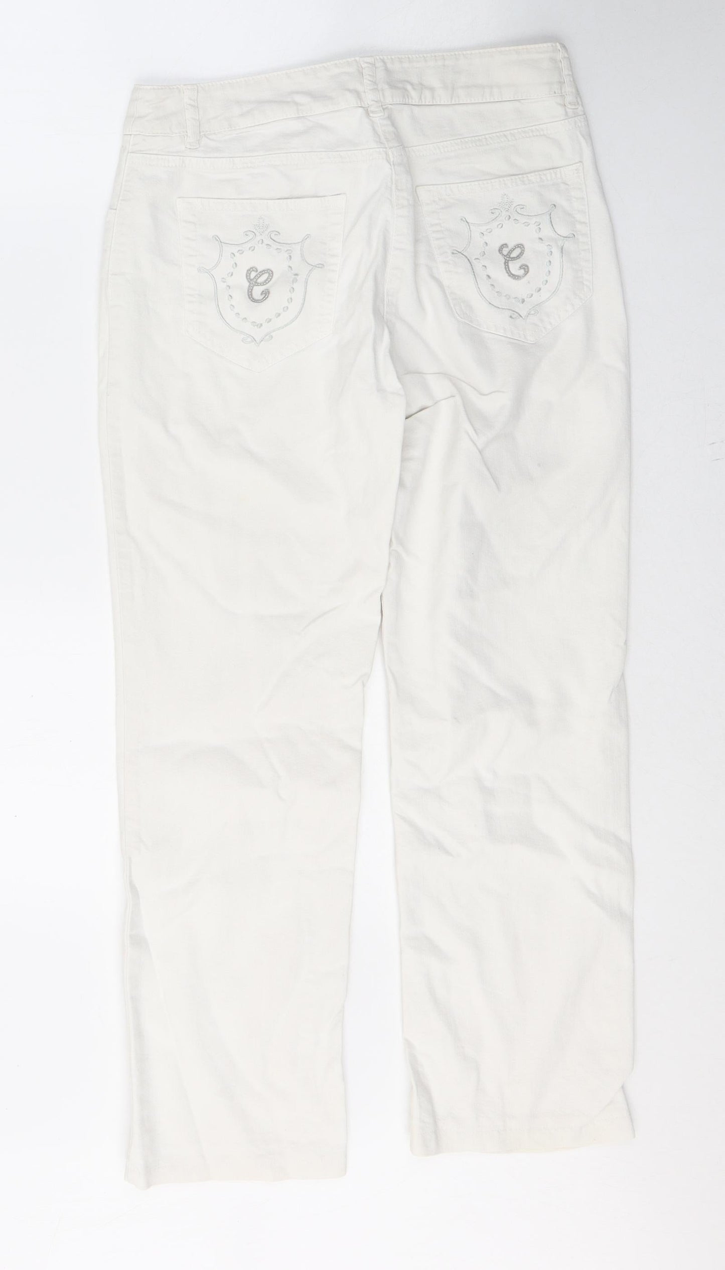 Carol Womens White  Cotton Cropped Jeans Size 10 L26 in Regular Button