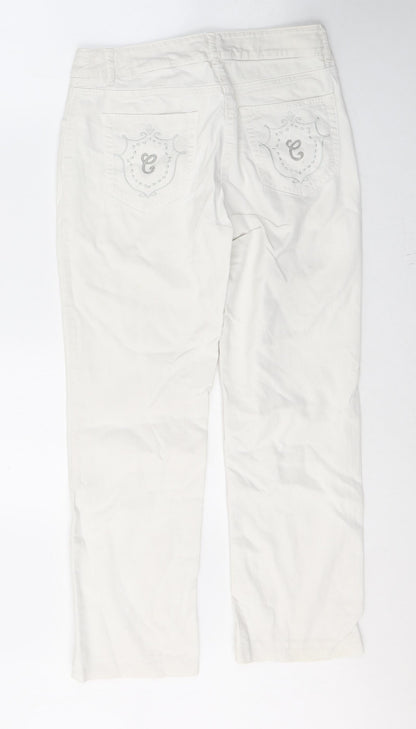 Carol Womens White  Cotton Cropped Jeans Size 10 L26 in Regular Button