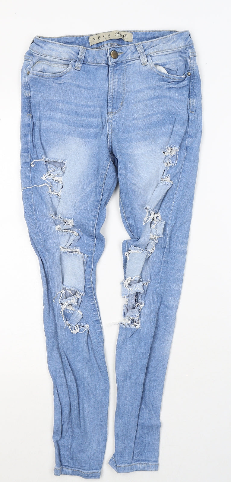 Denim & Co. Womens Blue  Cotton Skinny Jeans Size 10 L27 in Regular Button