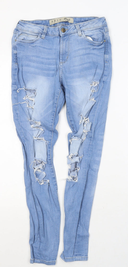 Denim & Co. Womens Blue  Cotton Skinny Jeans Size 10 L27 in Regular Button