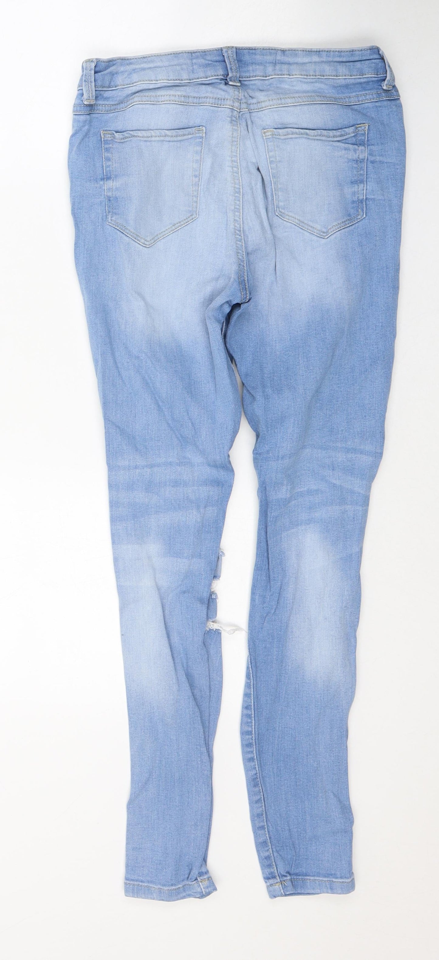 Denim & Co. Womens Blue  Cotton Skinny Jeans Size 10 L27 in Regular Button