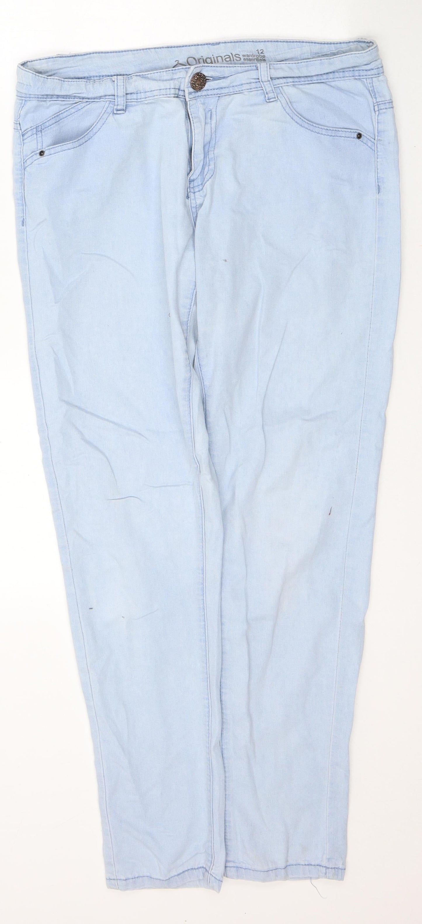 Originals Womens Blue  Cotton Skinny Jeans Size 12 L28 in Regular Button