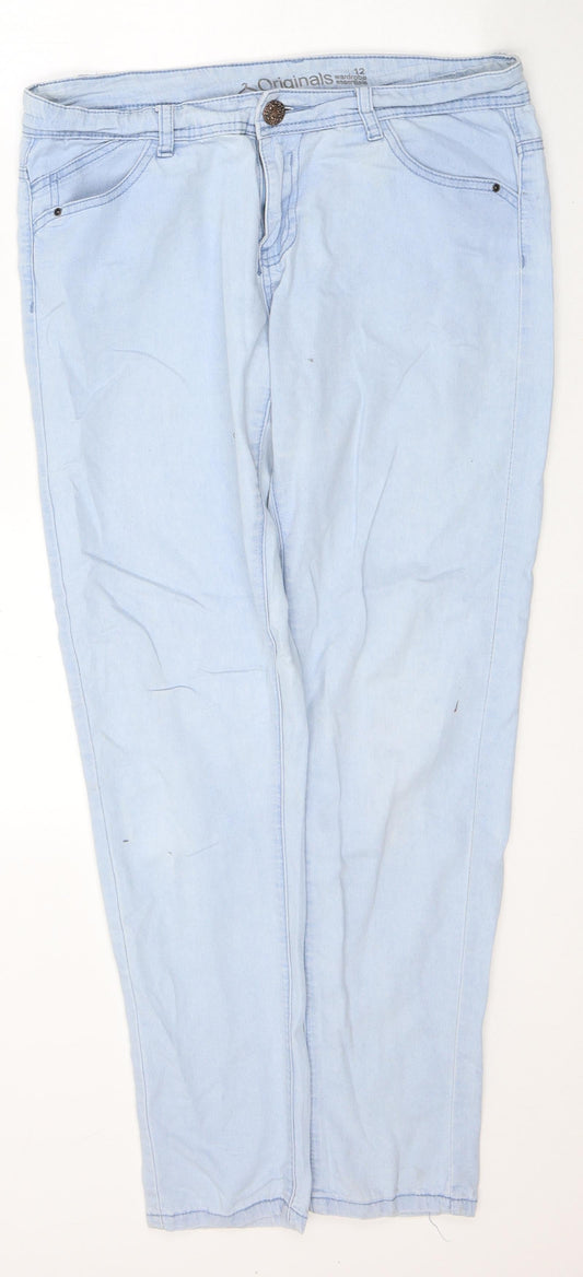 Originals Womens Blue  Cotton Skinny Jeans Size 12 L28 in Regular Button