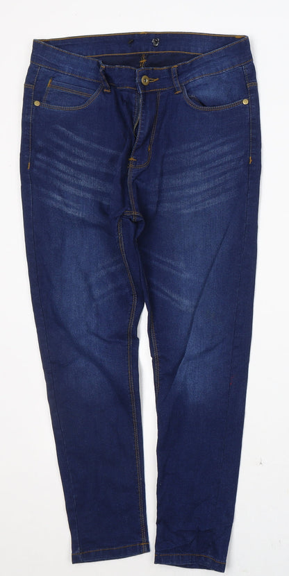 Womens UK Size 30 in Preworn Regular Fit Cropped Blue Jeans