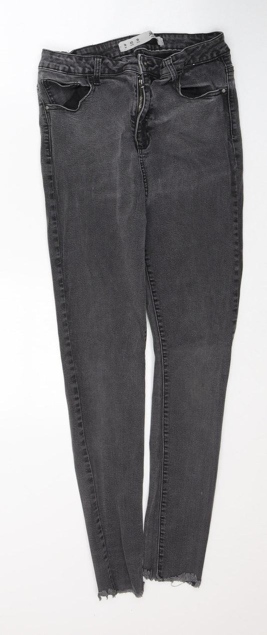 Denim & Co. Womens Grey  Cotton Skinny Jeans Size 14 L27 in Regular Button