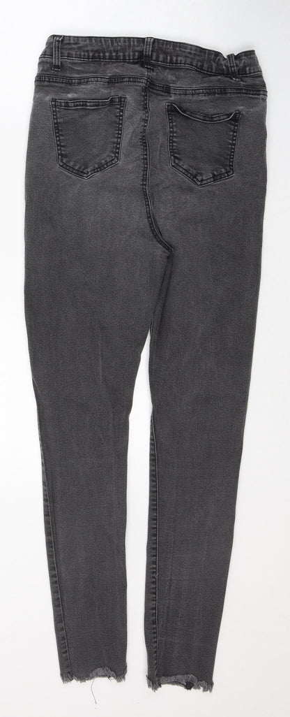 Denim & Co. Womens Grey  Cotton Skinny Jeans Size 14 L27 in Regular Button