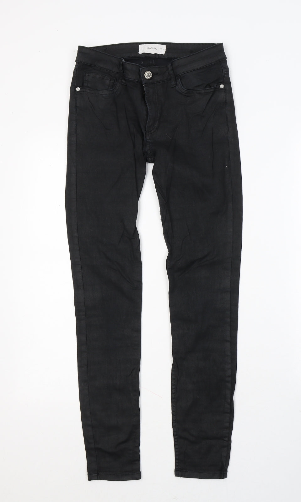 Mango Womens Black  Cotton Skinny Jeans Size 8 L27 in Regular Button