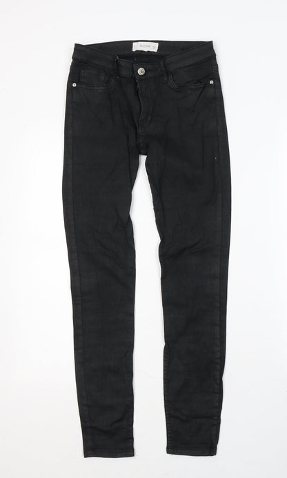Mango Womens Black  Cotton Skinny Jeans Size 8 L27 in Regular Button