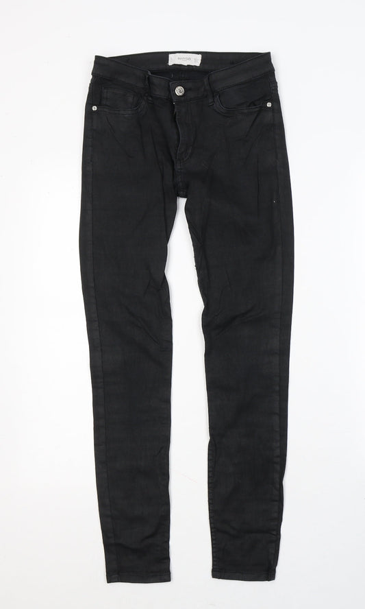 Mango Womens Black  Cotton Skinny Jeans Size 8 L27 in Regular Button