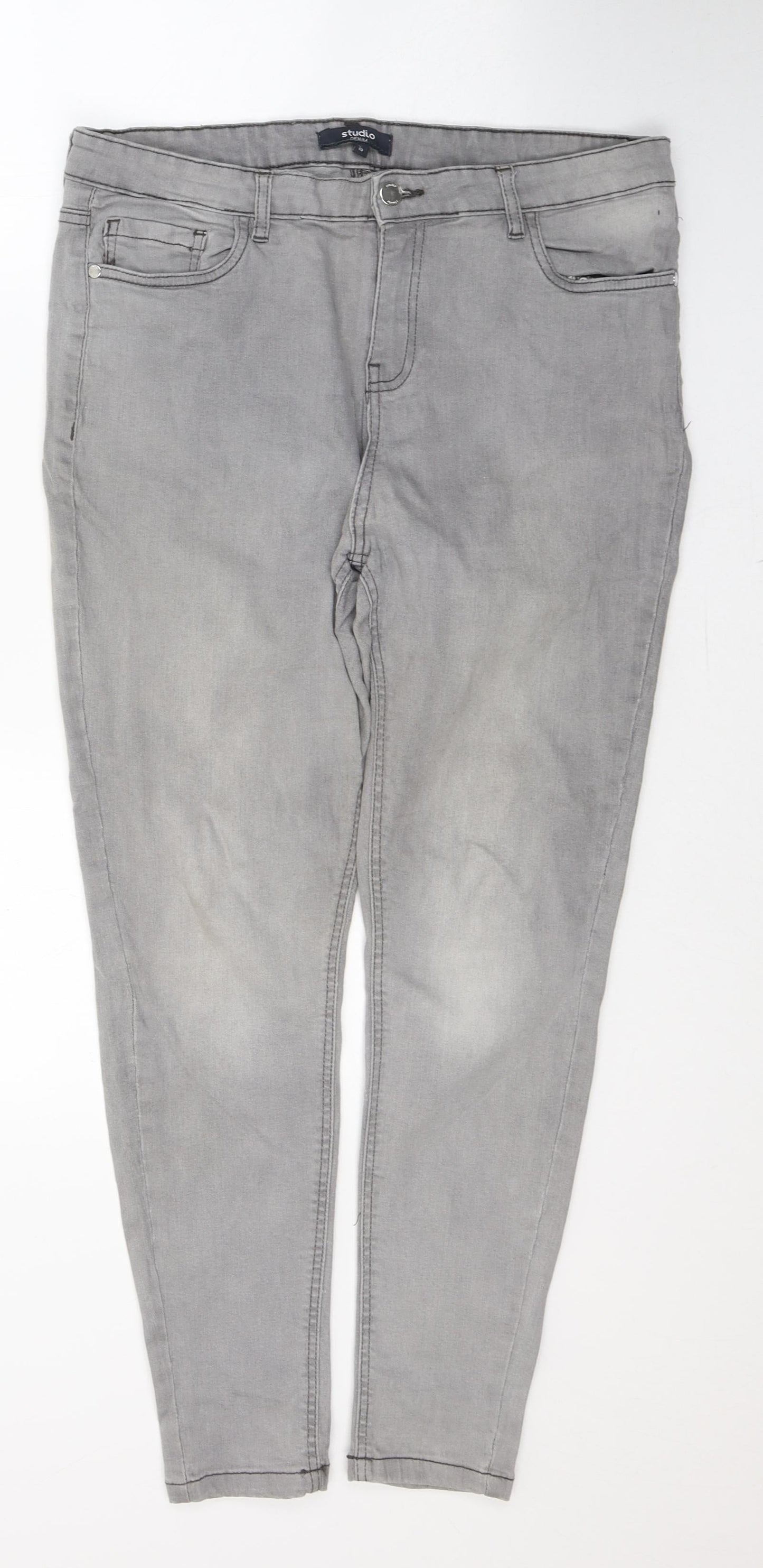 Womens UK Size 10 Studio Regular Fit Skinny Grey Jeans