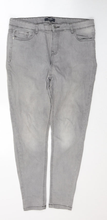 Womens UK Size 10 Studio Regular Fit Skinny Grey Jeans