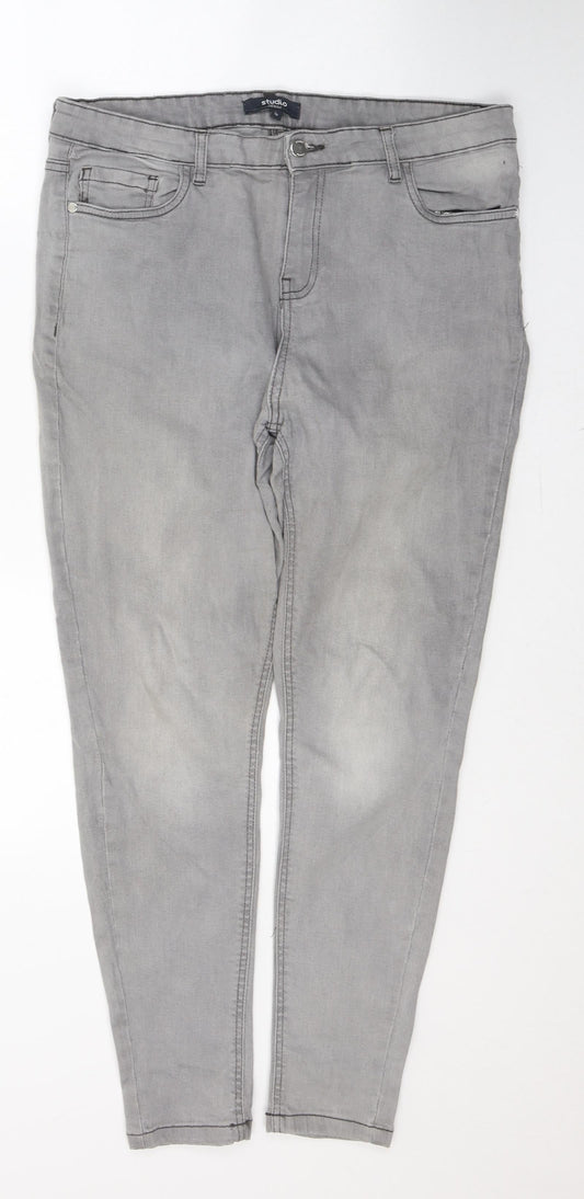 Womens UK Size 10 Studio Regular Fit Skinny Grey Jeans