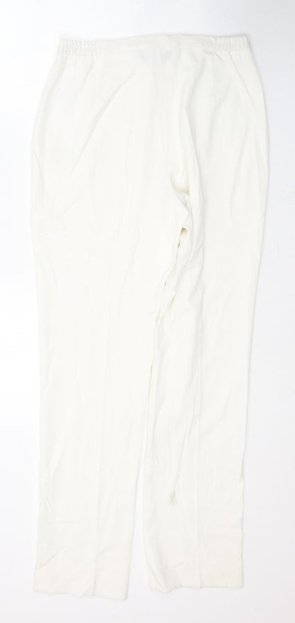Hudson & Onslow Womens White  Polyester Trousers  Size 12 L30 in Regular Button