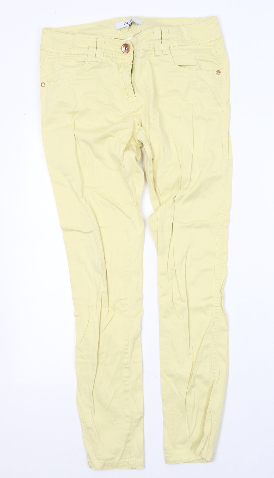 NEXT Womens Yellow  Cotton Straight Jeans Size 10 L28 in Regular Button
