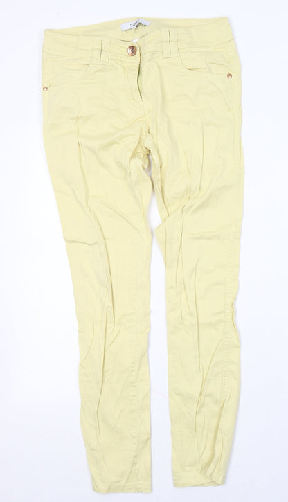 NEXT Womens Yellow  Cotton Straight Jeans Size 10 L28 in Regular Button