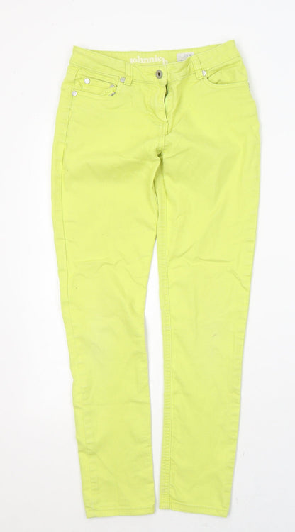 Johnnie B Womens Yellow  Cotton Skinny Jeans Size 28 in L27 in Regular Button - Neon Yellow