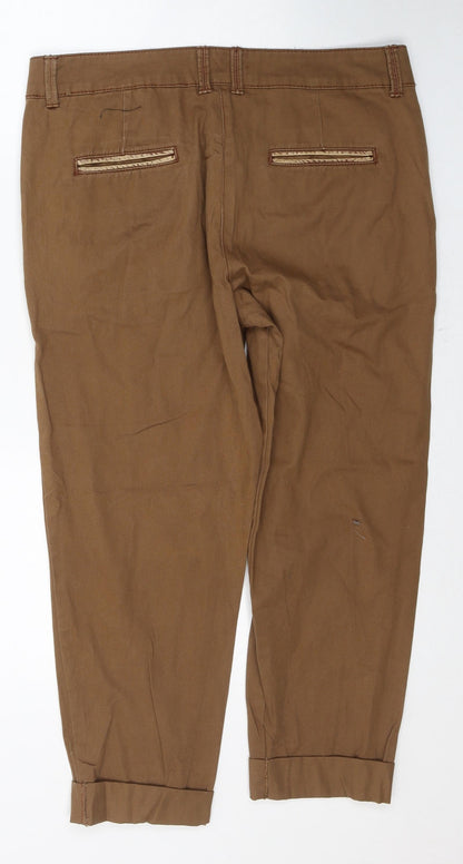 Womens UK Size 32 Preworn Regular Fit Cropped Brown Jeans