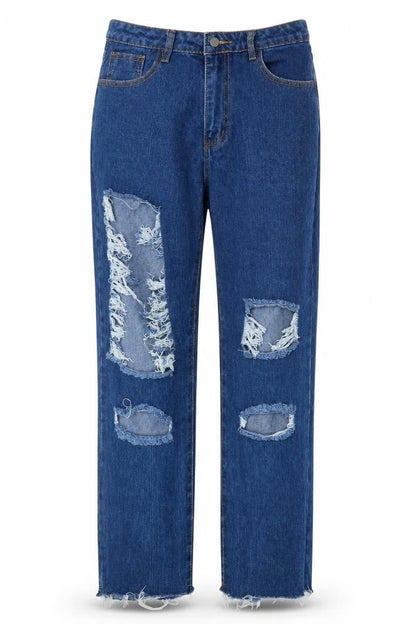 Womens UK Size L SheIn Regular Fit Straight Blue Jeans