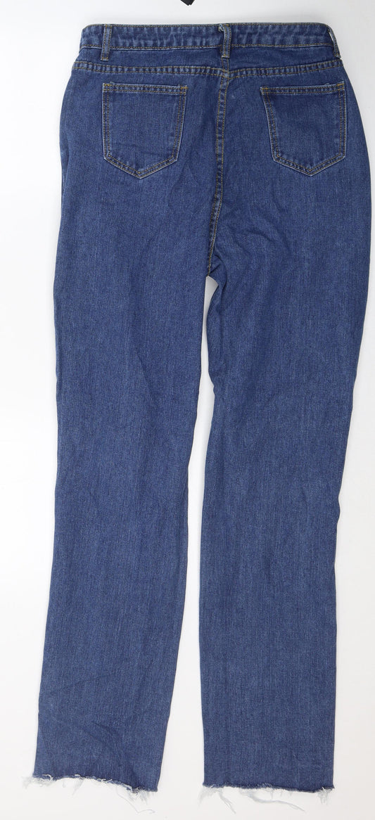 SheIn Womens Blue  Cotton Straight Jeans Size L L32 in Regular Button