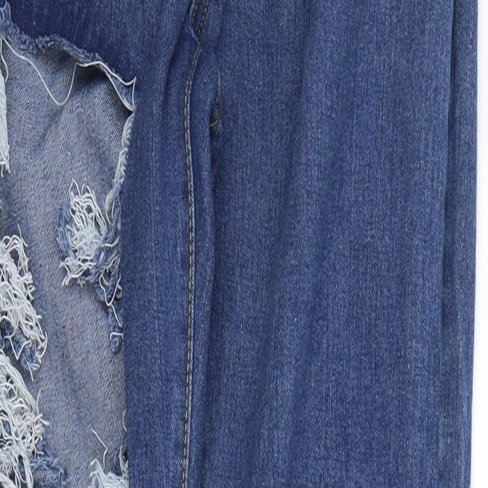 SheIn Womens Blue  Cotton Straight Jeans Size L L32 in Regular Button