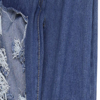 SheIn Womens Blue  Cotton Straight Jeans Size L L32 in Regular Button