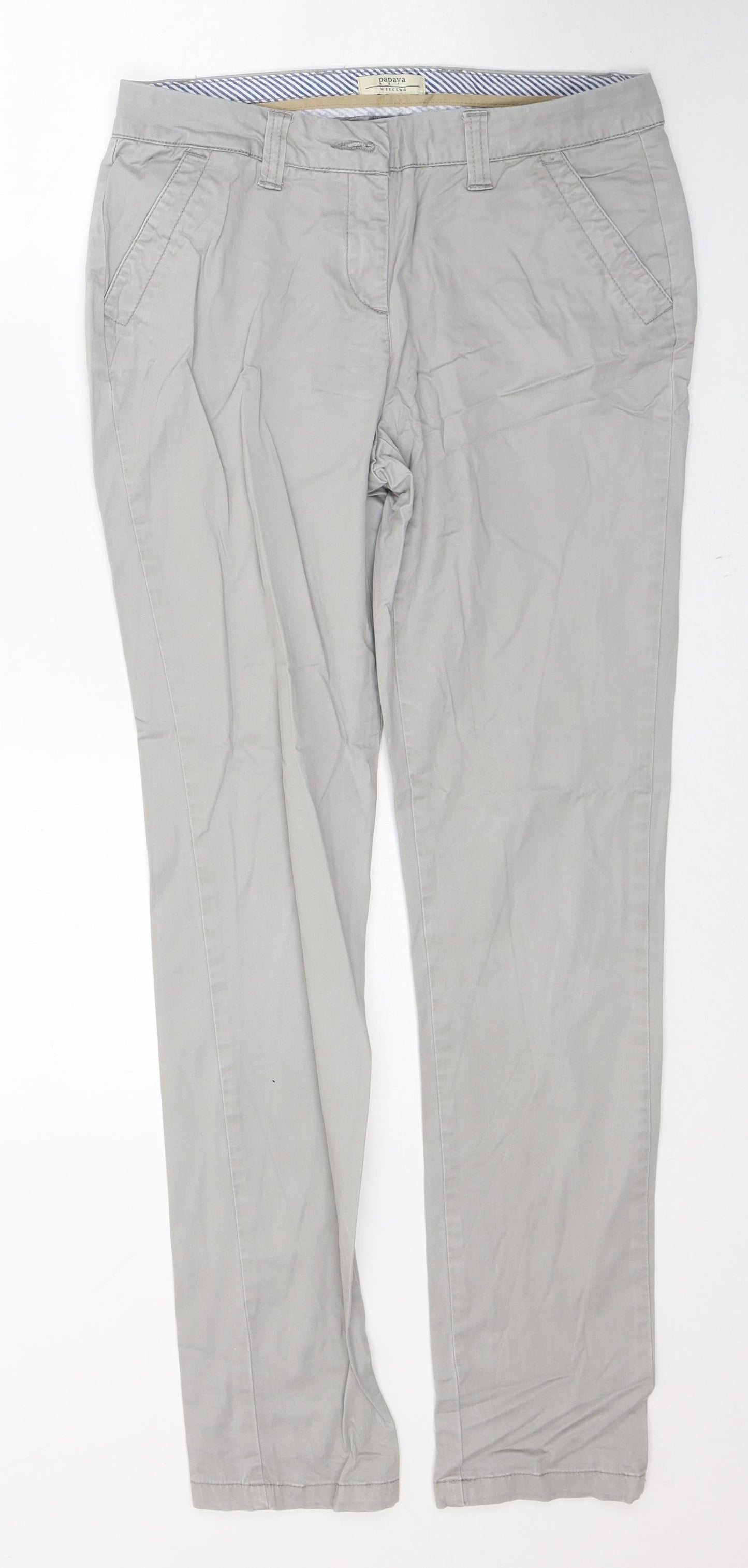 Womens UK Size 10 Papaya Regular Fit Straight Grey Jeans