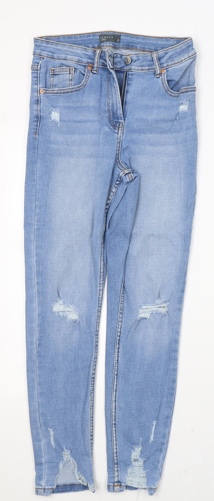 Womens UK Size 8 Papaya Regular Fit Skinny Blue Jeans