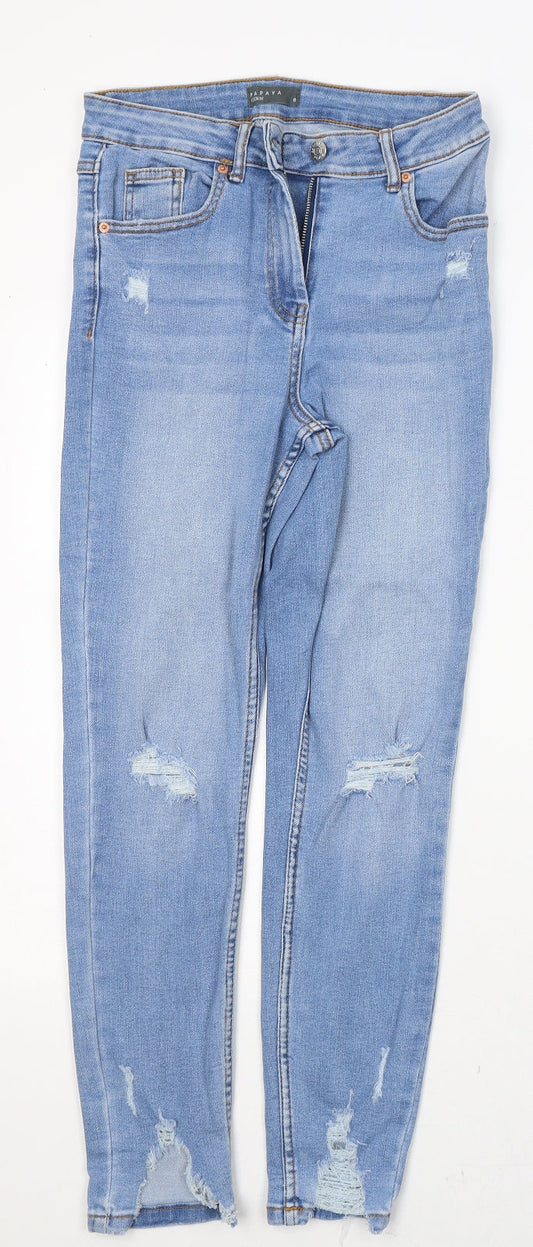Womens UK Size 8 Papaya Regular Fit Skinny Blue Jeans
