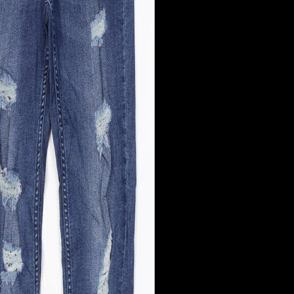 Divided by H&M Womens Blue  Cotton Skinny Jeans Size 8 L29 in Regular Button