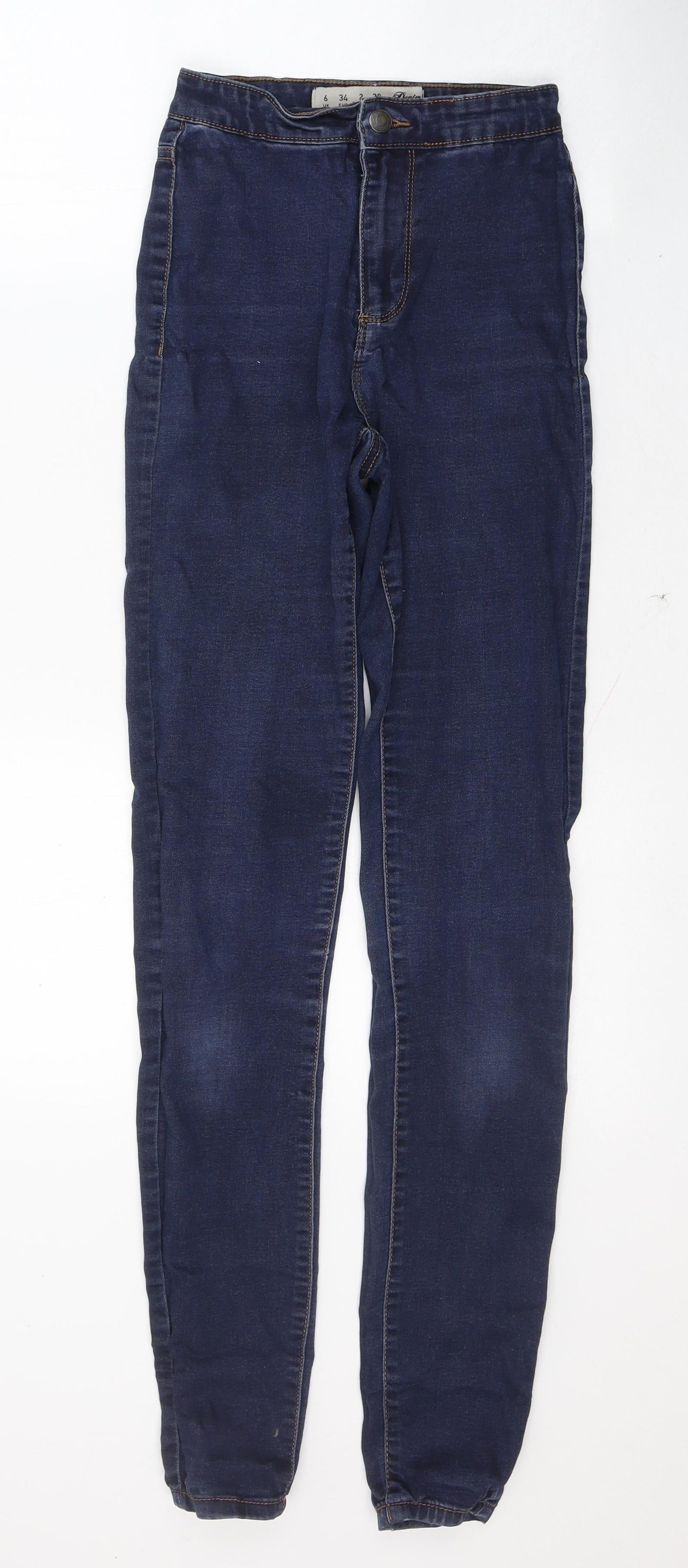 Denim & Co. Womens Blue  Cotton Skinny Jeans Size 6 L30 in Regular Button