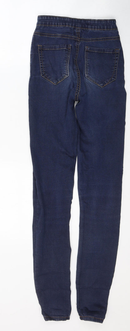 Denim & Co. Womens Blue  Cotton Skinny Jeans Size 6 L30 in Regular Button