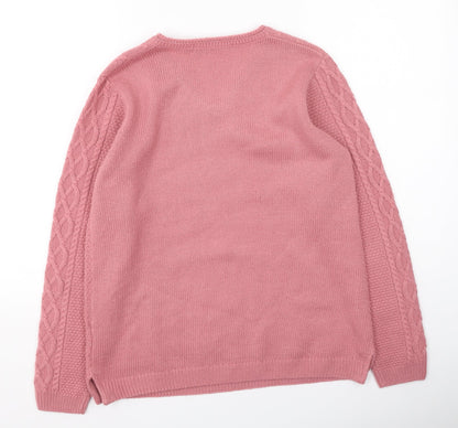 Womens UK Size M isle Pink Pullover Jumper