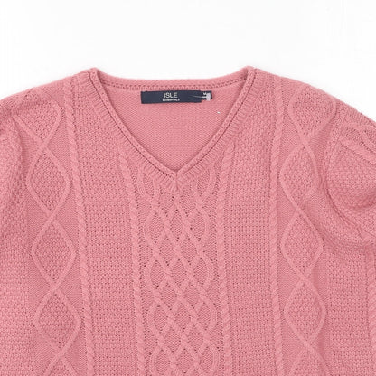 Womens UK Size M isle Pink Pullover Jumper