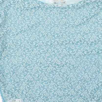 Again Womens Blue Round Neck  Cotton Pullover Jumper Size L