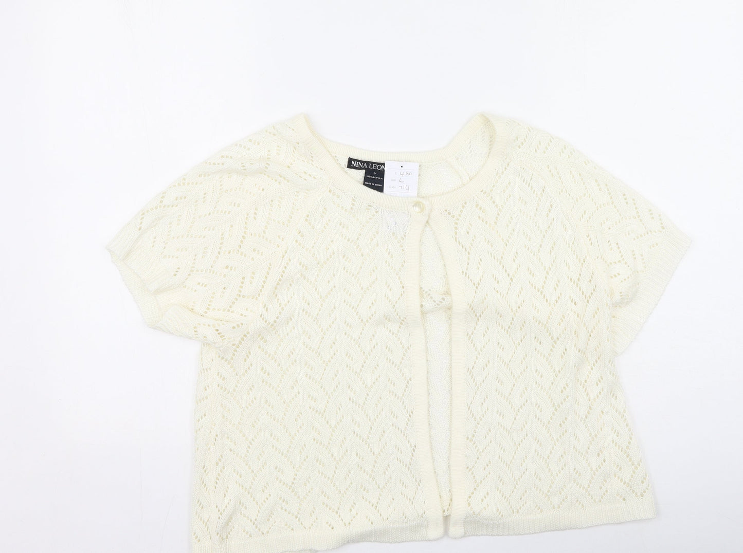 Womens UK Size L Nina Leonard Ivory Cardigan Jumper