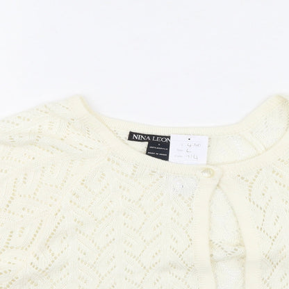 Womens UK Size L Nina Leonard Ivory Cardigan Jumper