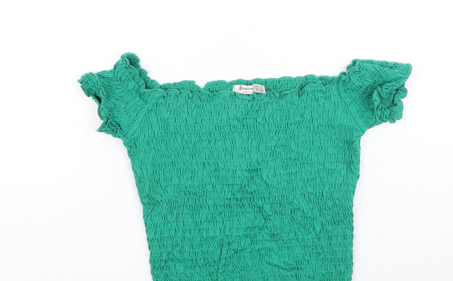 Womens UK Size M Stradivarius Green Basic T-Shirt