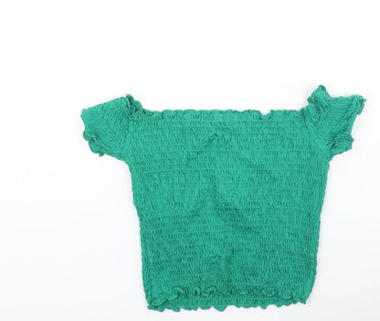 Womens UK Size M Stradivarius Green Basic T-Shirt