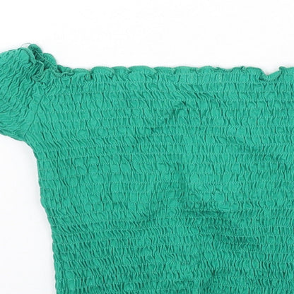 Womens UK Size M Stradivarius Green Basic T-Shirt