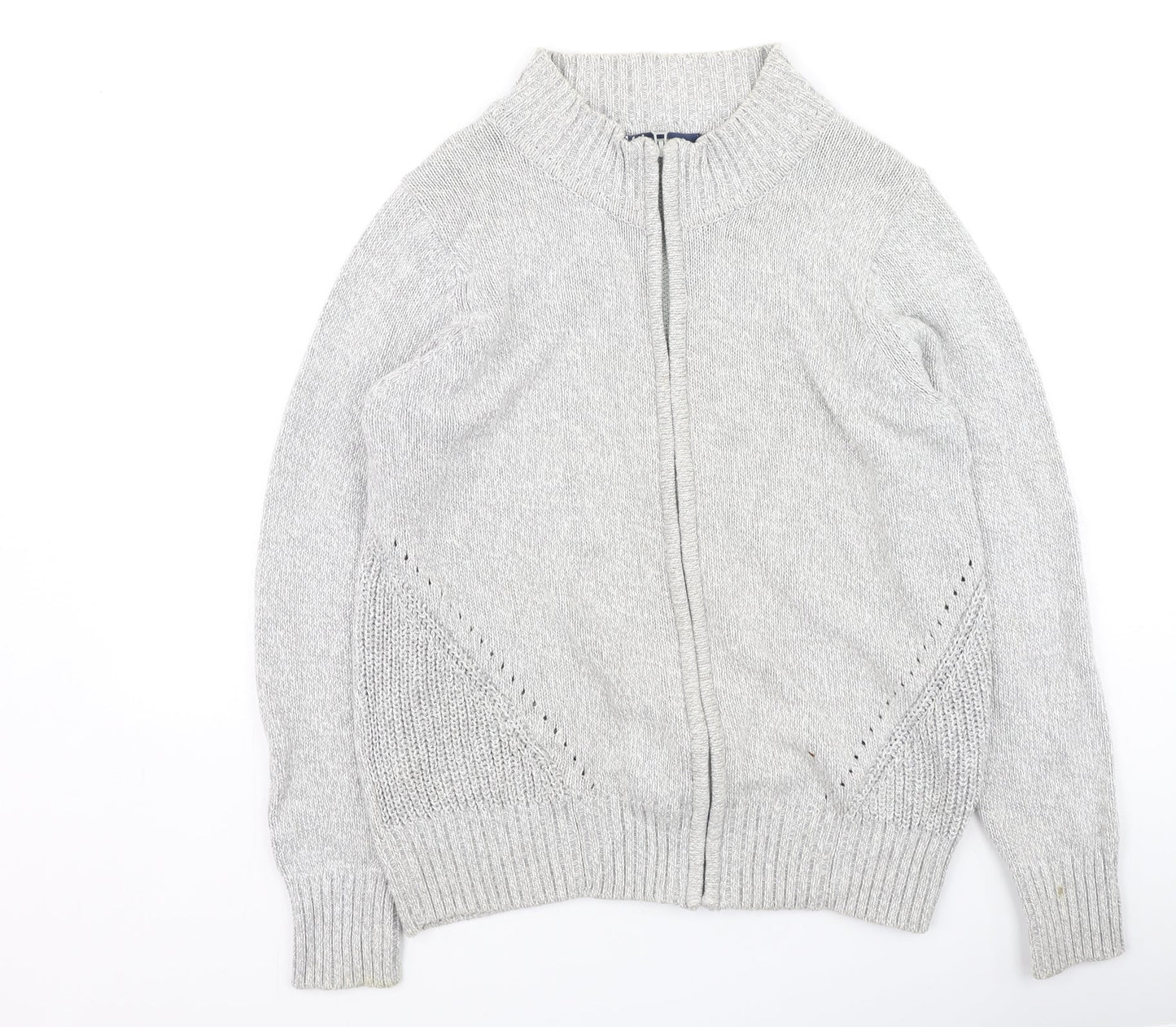 hle Mens Grey High Neck  Cotton Full Zip Jumper Size M