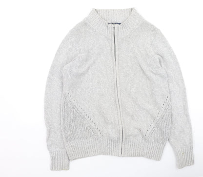 hle Mens Grey High Neck  Cotton Full Zip Jumper Size M