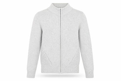 hle Mens Grey High Neck  Cotton Full Zip Jumper Size M
