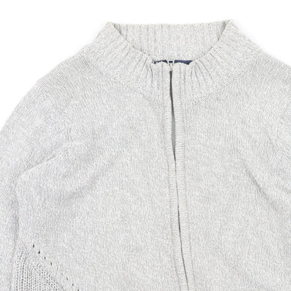 hle Mens Grey High Neck  Cotton Full Zip Jumper Size M