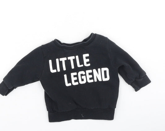 NEXT Baby Black  Cotton Pullover Jumper Size 3-6 Months   - Little Legend
