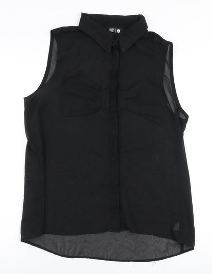 RT Womens Black  Polyester Basic Blouse Size XL Collared