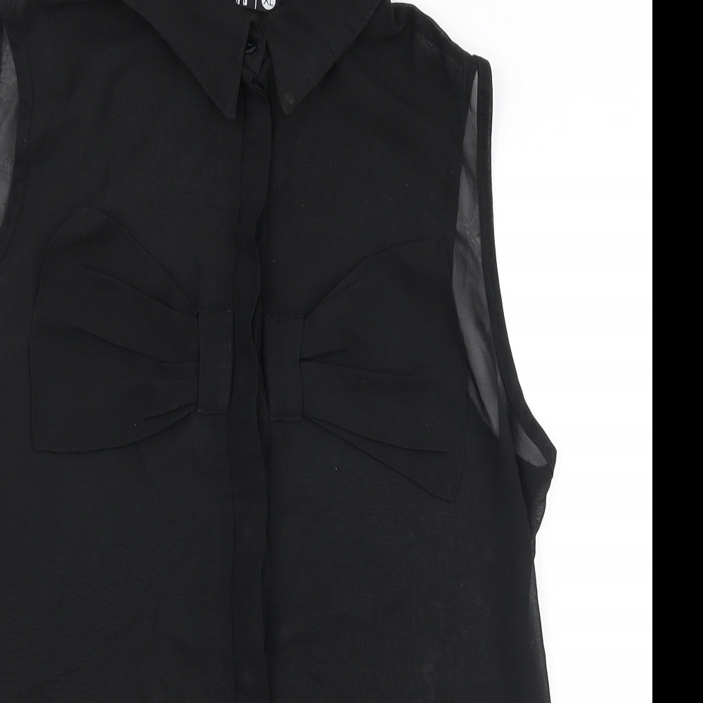 RT Womens Black  Polyester Basic Blouse Size XL Collared