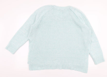 Missguided Womens Blue Round Neck  Acrylic Pullover Jumper Size 12