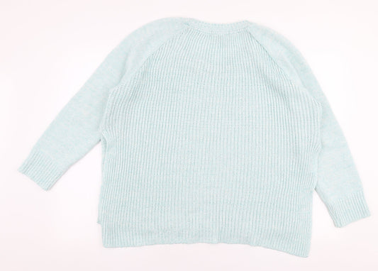 Missguided Womens Blue Round Neck  Acrylic Pullover Jumper Size 12