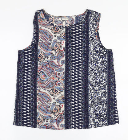 Jaqueline De Yong Womens Multicoloured Paisley Polyester Basic Blouse Size 8 Round Neck